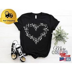 Musical Notes Symbol Love Heart Cute Christmas T-Shirt  Unisex
